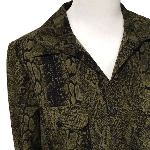 Coral Bay Green Snake Print Blouse - Picture 1 of 8